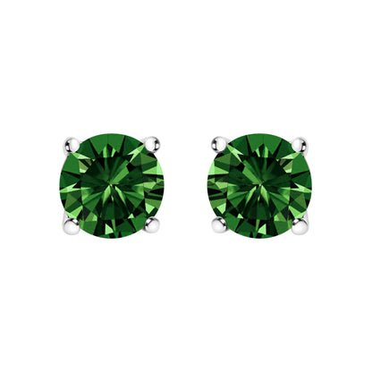 14K White Gold 1.0 Cttw Lab Grown Green Diamond Classic Solitaire Stud Earrings by Bids.com