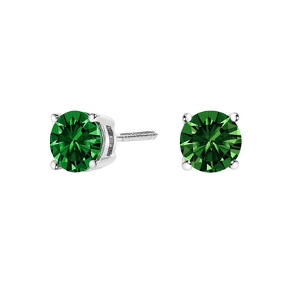 14K White Gold 1.0 Cttw Lab Grown Green Diamond Classic Solitaire Stud Earrings by Bids.com