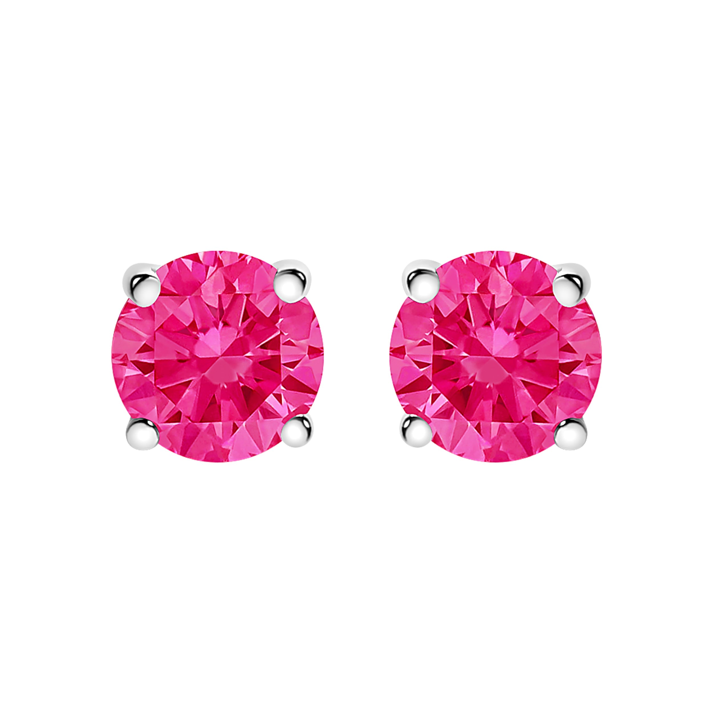14K White Gold 1.0 Cttw Round Brilliant Cut Lab Grown Pink Diamond 4-Prong Classic Solitaire Earrings (Pink Color, VVS2-VS1 Clarity) by Bids.com