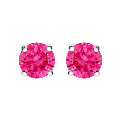 10K White Gold 1.0 Cttw Lab Created Round Brilliant Cut Pink Diamond Classic 4-Prong Solitaire Stud Earrings (Fancy Pink Color, VVS2-VS1 Clarity) by Bids.com