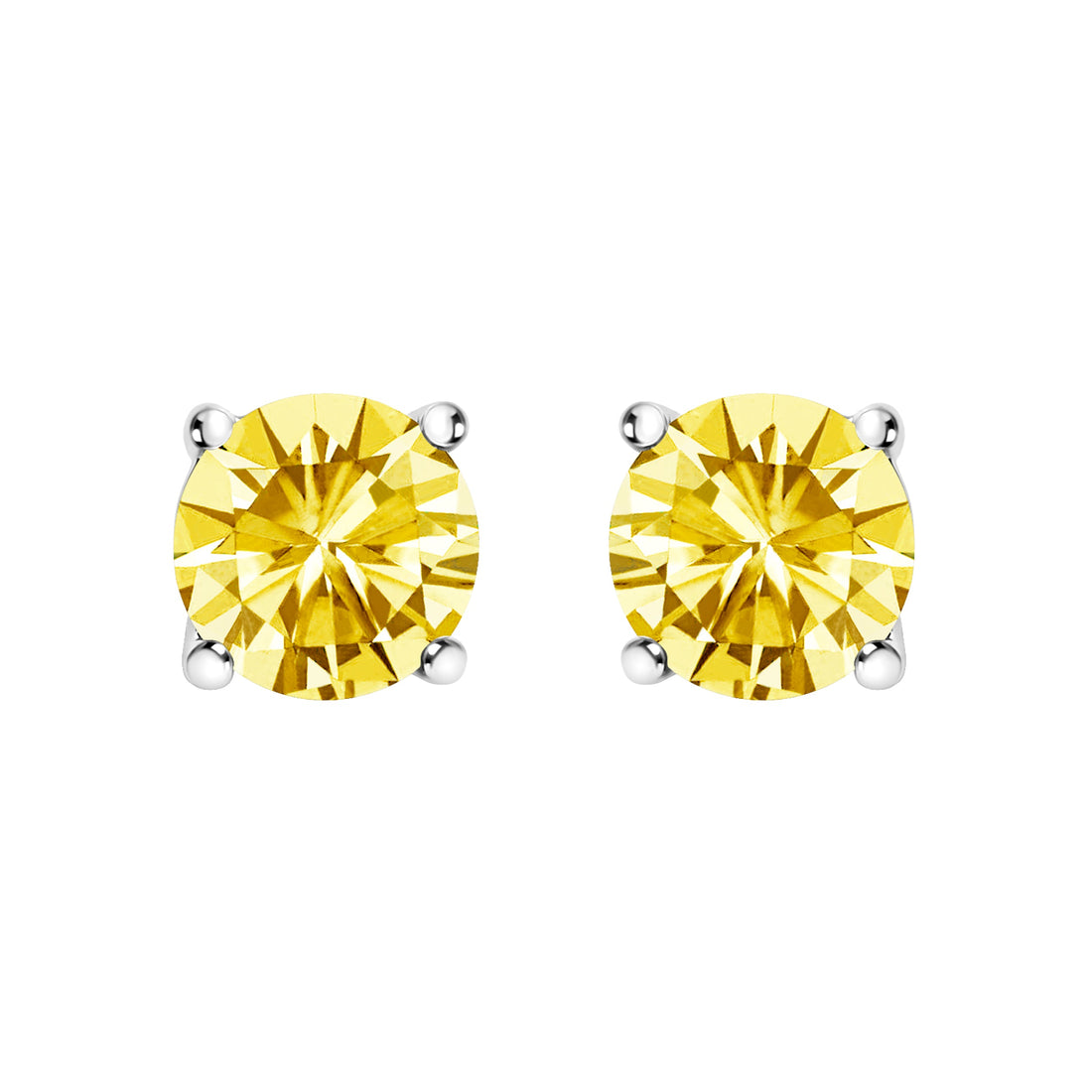 14K White Gold 1.0 Cttw Lab Grown Yellow Diamond Solitaire Stud Earrings (Yellow Color, VS2-SI1 Clarity) by Bids.com