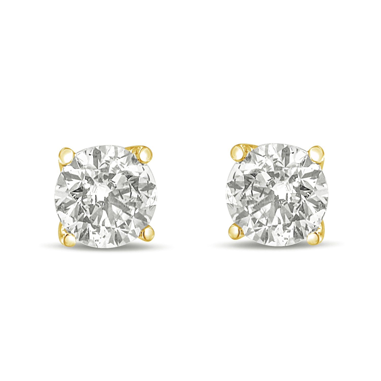 14K Yellow Gold 1.0 Cttw Lab Grown Diamond Solitaire Stud Earrings  DestGlow