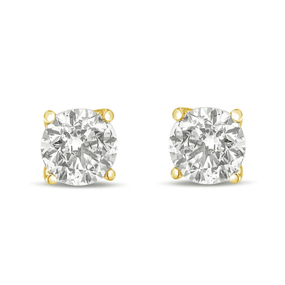 14K Yellow Gold 1.0 Cttw Lab Grown Diamond Solitaire Stud Earrings  DestGlow