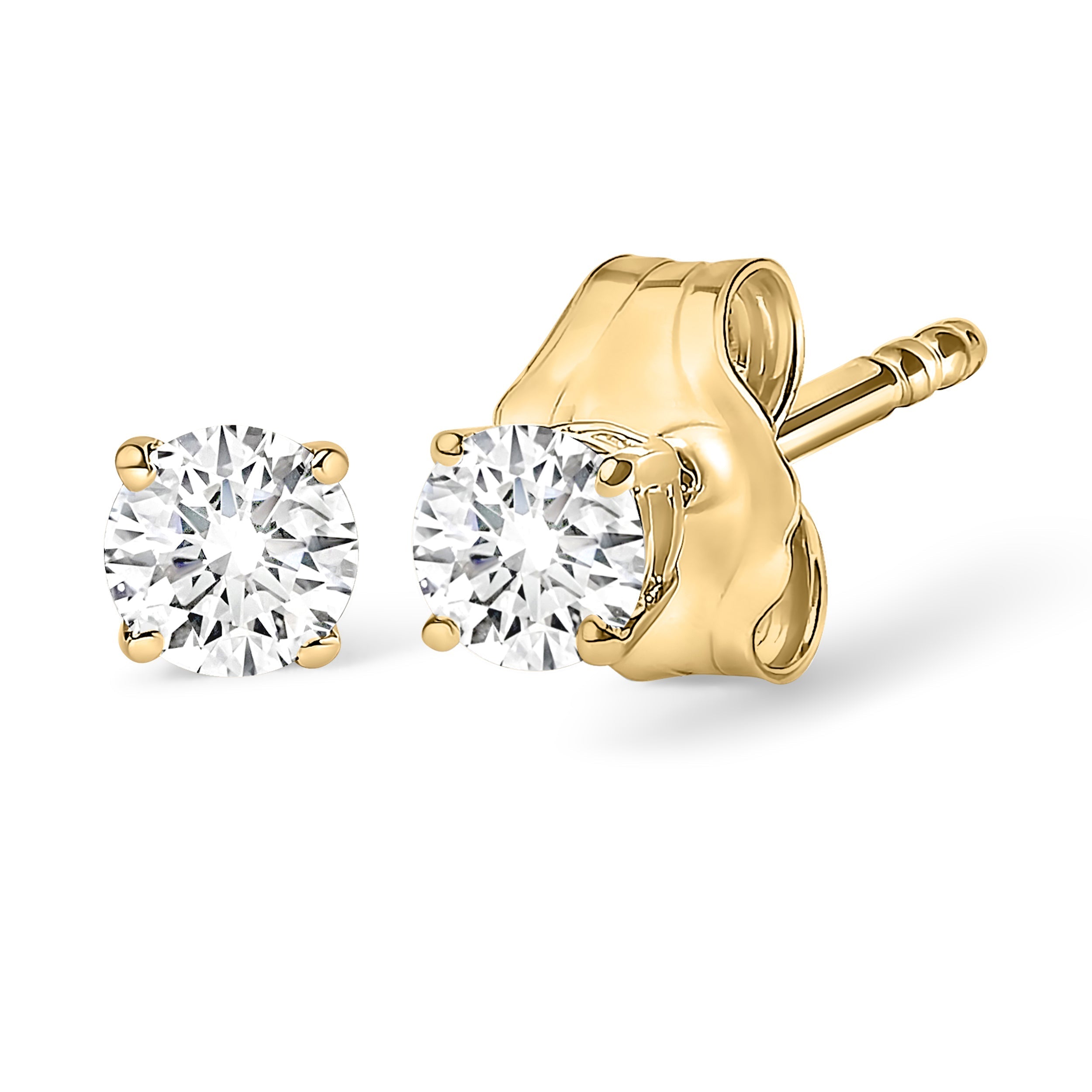 14K Yellow Gold 1.0 Cttw Lab Grown Diamond Solitaire Stud Earrings  DestGlow
