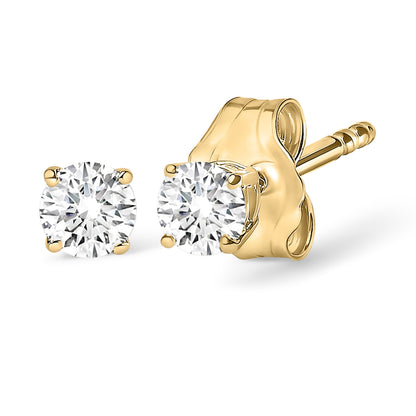 14K Yellow Gold 1.0 Cttw Lab Grown Diamond Solitaire Stud Earrings  DestGlow