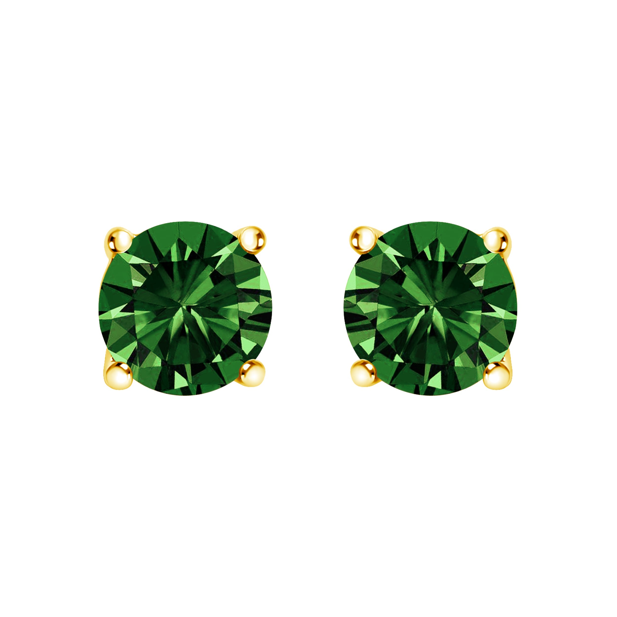 14K White Gold 1.0 Cttw Lab Grown Green Diamond Classic Solitaire Stud Earrings by Bids.com