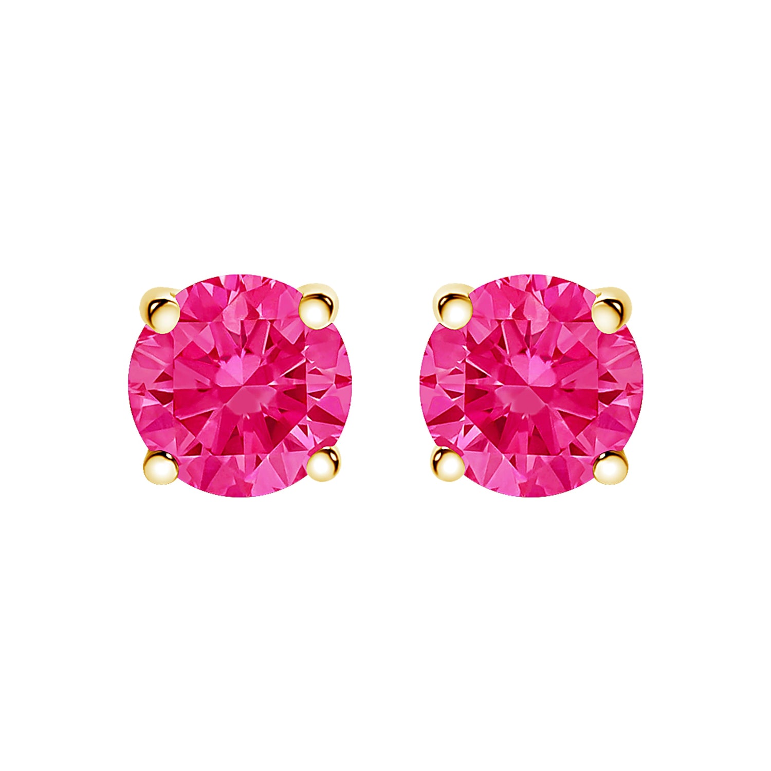 14K Yellow Gold 1.00 Cttw Round Brilliant Cut Lab Grown Pink Diamond 4-Prong Classic Solitaire Earrings (Pink Color, VVS2-VS1 Clarity) by Bids.com