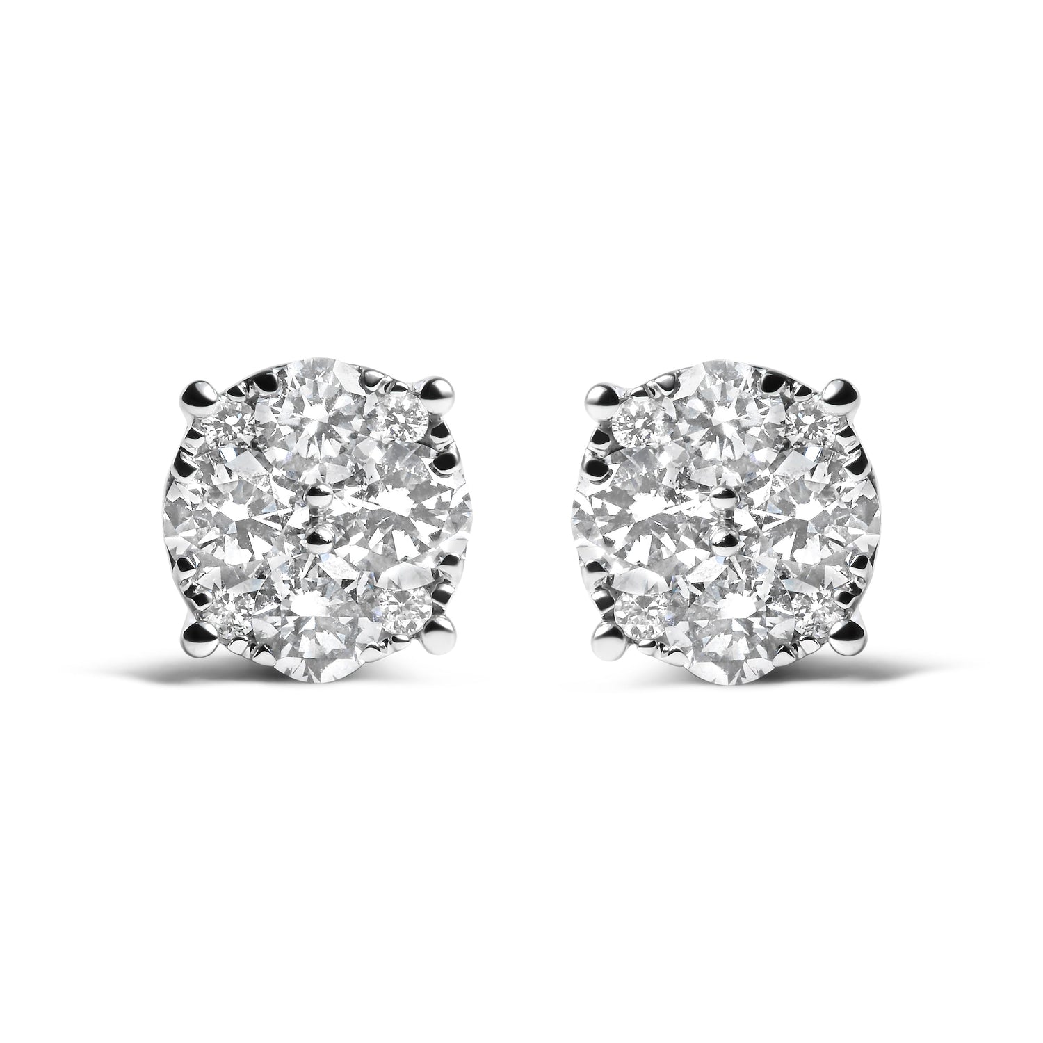 14K White Gold 2.00 Cttw Lab Grown Diamond Cluster Stud Earrings (G-H Color, VS1-VS2 Clarity) by Bids.com