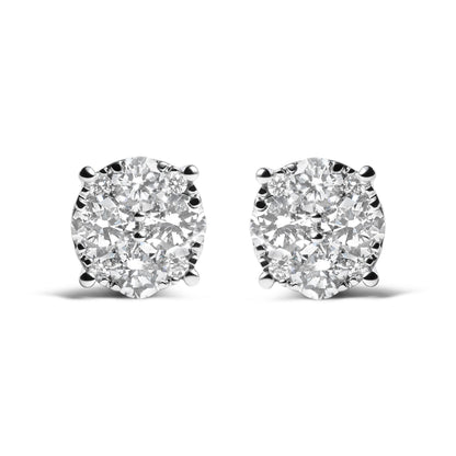 14K White Gold 2.00 Cttw Lab Grown Diamond Cluster Stud Earrings (G-H Color, VS1-VS2 Clarity) by Bids.com