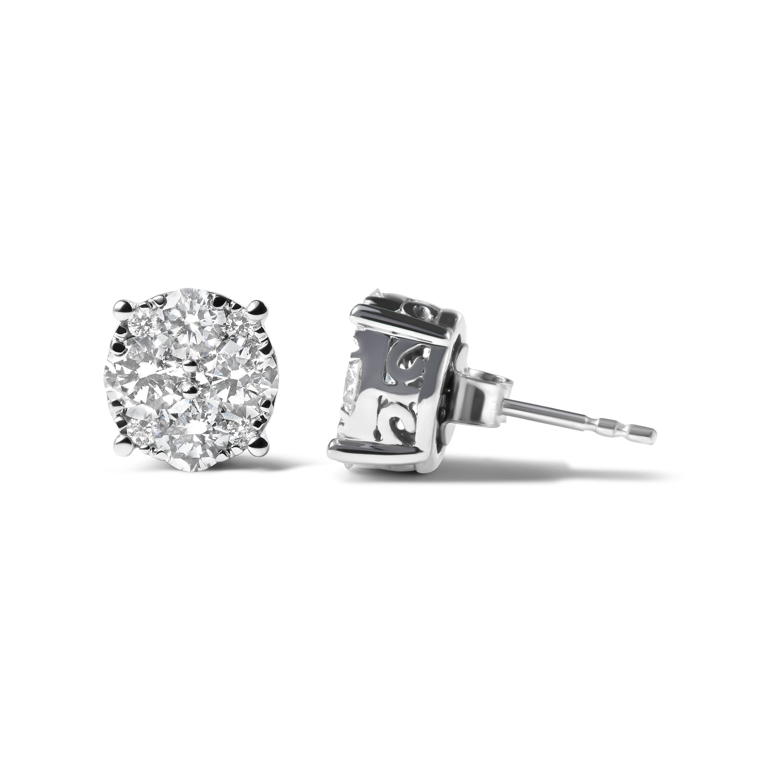 14K White Gold 2.00 Cttw Lab Grown Diamond Cluster Stud Earrings (G-H Color, VS1-VS2 Clarity) by Bids.com