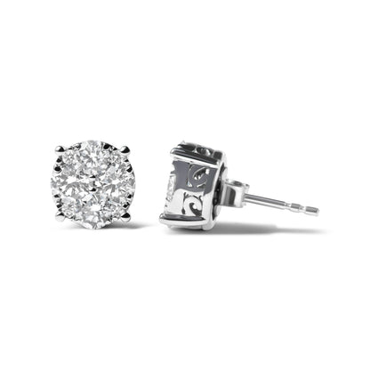 14K White Gold 2.00 Cttw Lab Grown Diamond Cluster Stud Earrings (G-H Color, VS1-VS2 Clarity) by Bids.com