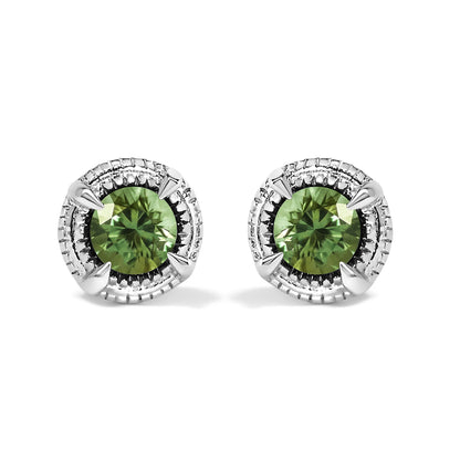 .925 Sterling Silver 1 cttw Treated Black Diamond Modern 4-Prong Solitaire Milgrain Stud Earrings (Black Color, I1-I2 Clarity) by Bids.com