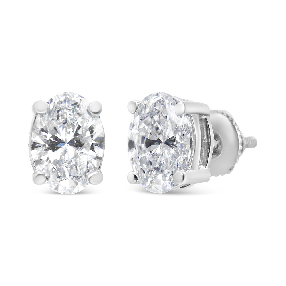 14K White Gold 1.00 Cttw Lab Grown Oval Solitaire Diamond Stud Earrings (F-G Color, VS2-SI1 Clarity) by Bids.com