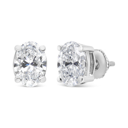 14K White Gold 1.00 Cttw Lab Grown Oval Solitaire Diamond Stud Earrings (F-G Color, VS2-SI1 Clarity) by Bids.com