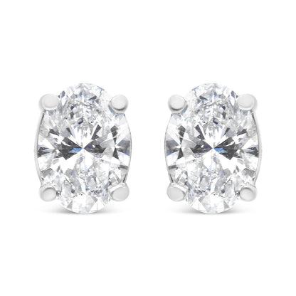 14K White Gold 1.00 Cttw Lab Grown Oval Solitaire Diamond Stud Earrings (F-G Color, VS2-SI1 Clarity) by Bids.com