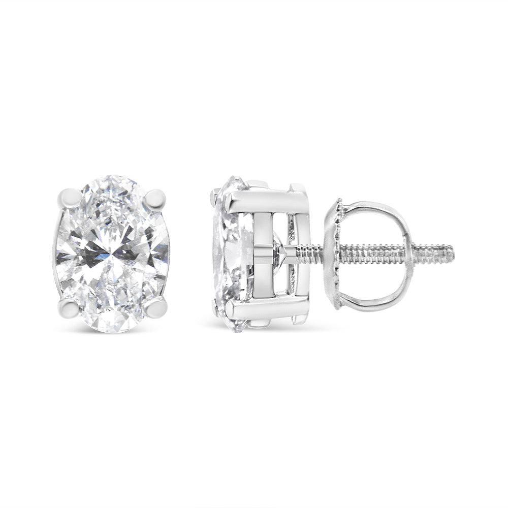 14K White Gold 1.00 Cttw Lab Grown Oval Solitaire Diamond Stud Earrings (F-G Color, VS2-SI1 Clarity) by Bids.com