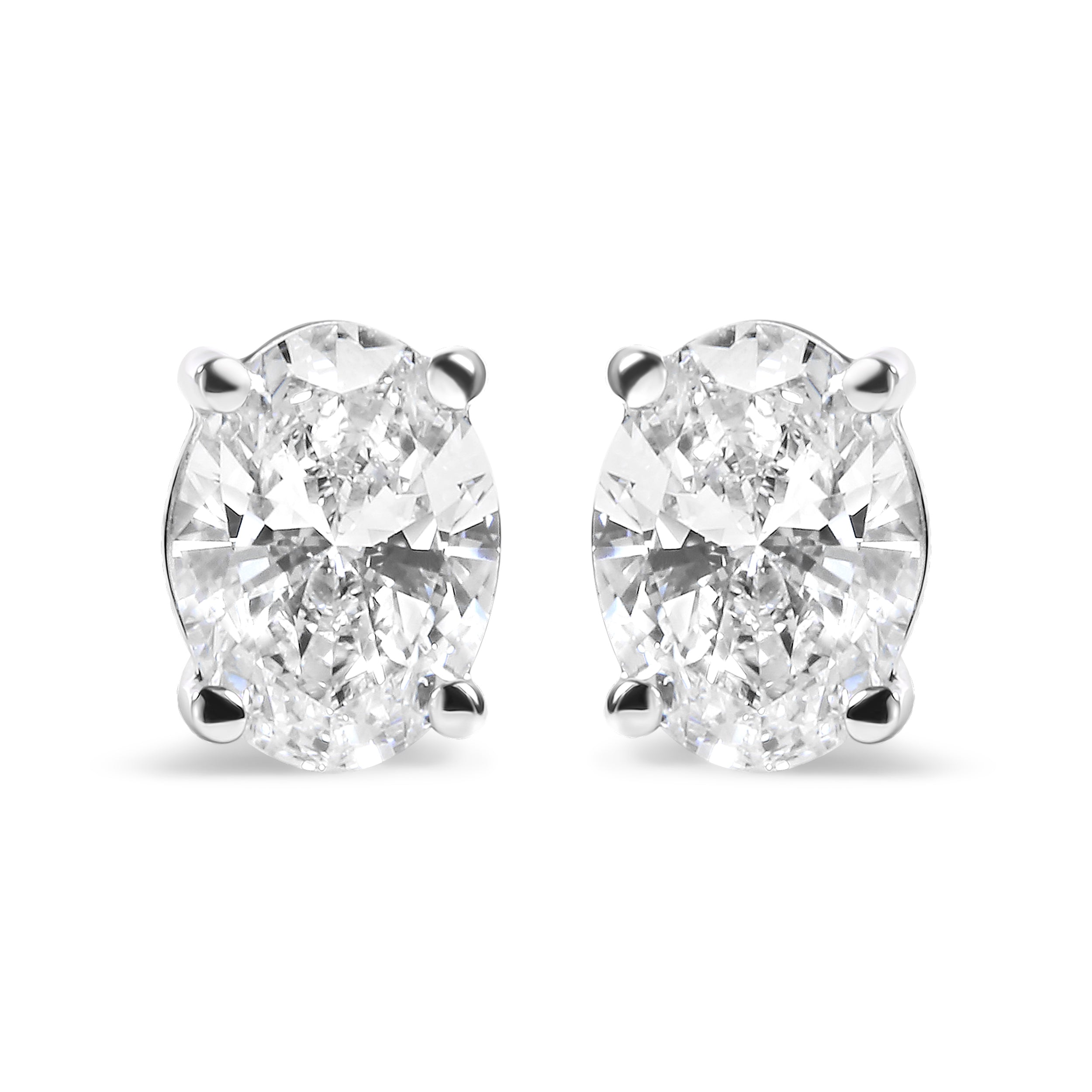 14K White Gold 2.0 Cttw Prong Set Lab Grown Oval Diamond Solitaire Stud Earring (F-G Color, VS1-VS2 Clarity) by Bids.com