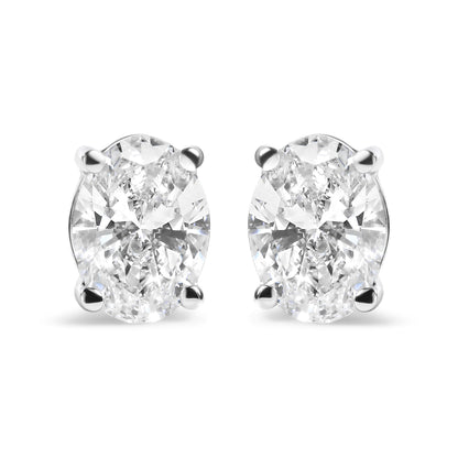 14K White Gold 3/4 Cttw Oval Shape Lab Grown Diamond Solitaire Stud Earrings (F-G Color, VS1-VS2 Clarity) by Bids.com