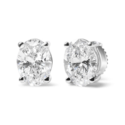 14K White Gold 2.0 Cttw Prong Set Lab Grown Oval Diamond Solitaire Stud Earring (F-G Color, VS1-VS2 Clarity) by Bids.com
