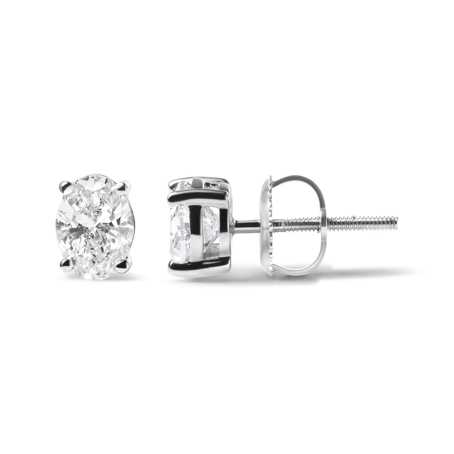 14K White Gold 3/4 Cttw Oval Shape Lab Grown Diamond Solitaire Stud Earrings (F-G Color, VS1-VS2 Clarity) by Bids.com