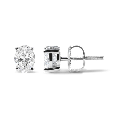 14K White Gold 3/4 Cttw Oval Shape Lab Grown Diamond Solitaire Stud Earrings (F-G Color, VS1-VS2 Clarity) by Bids.com