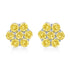 .925 Sterling Silver 1/4 Cttw Treated Yellow Diamond Floral Stud Earrings (Yellow Color, I1-I2 Clarity) by Bids.com