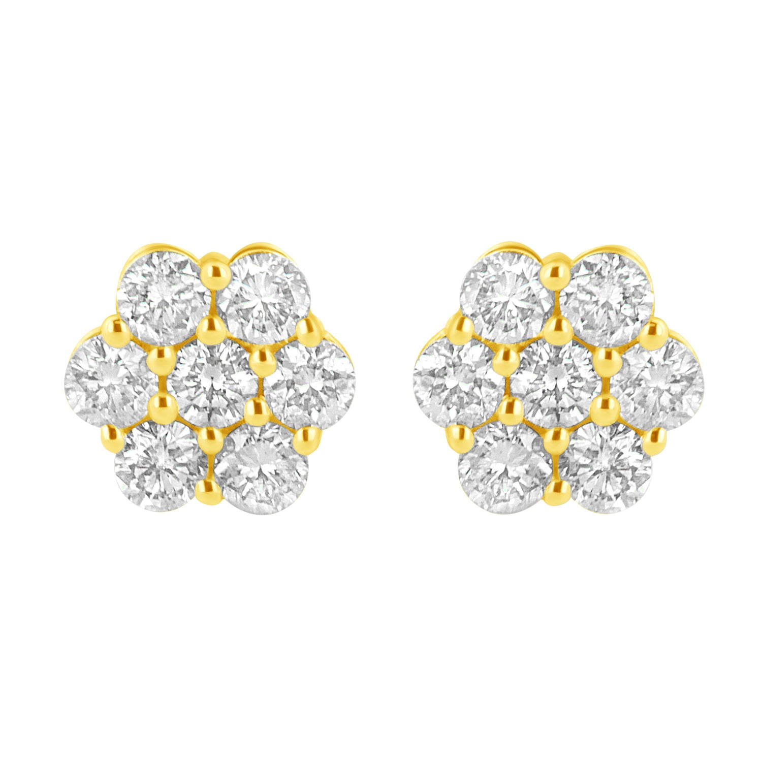 14K Yellow Gold 1.0 Cttw Diamond Flower Earring (J-K Color, I1-I2 Clarity) by Bids.com