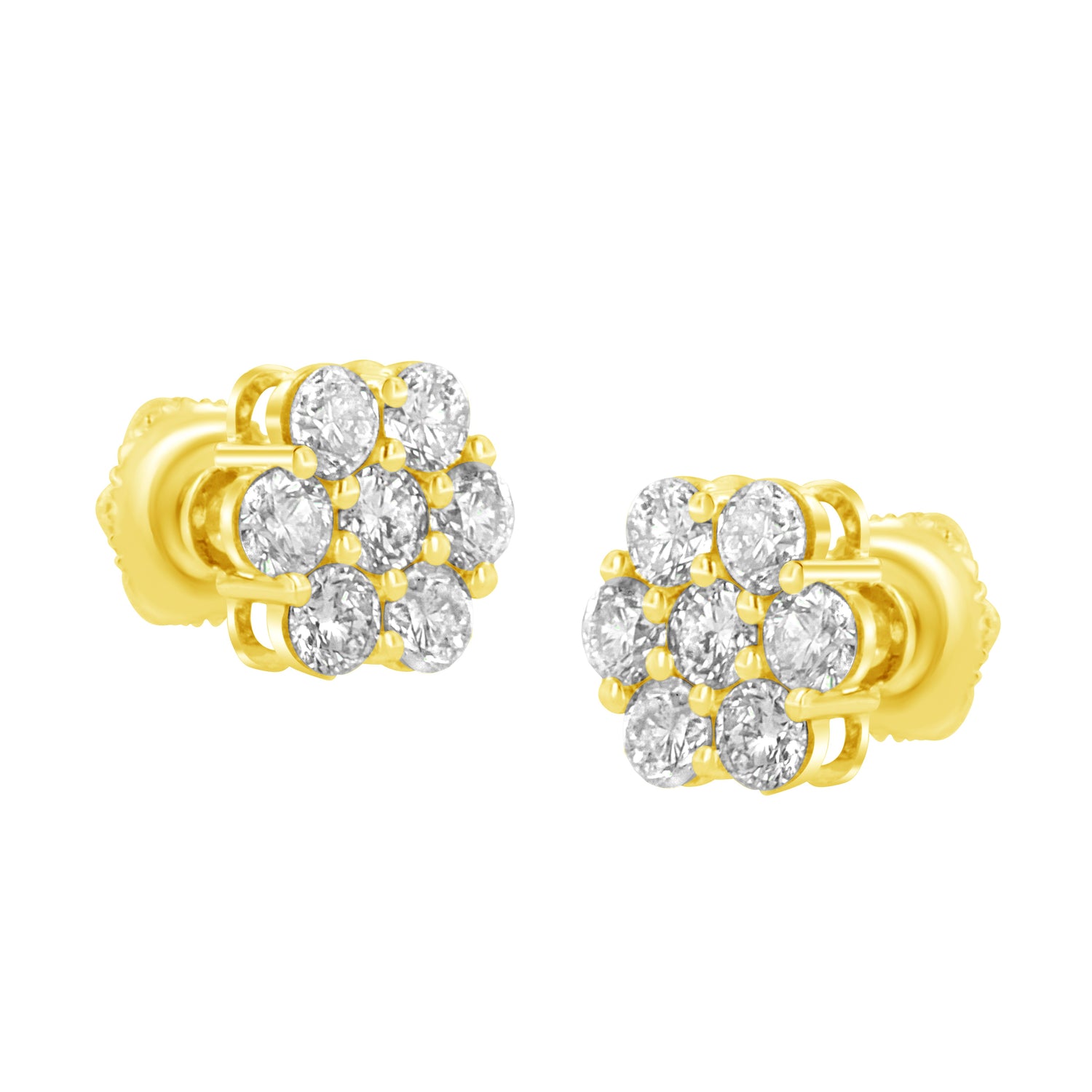 14K Yellow Gold 1.0 Cttw Diamond Flower Earring (J-K Color, I1-I2 Clarity) by Bids.com
