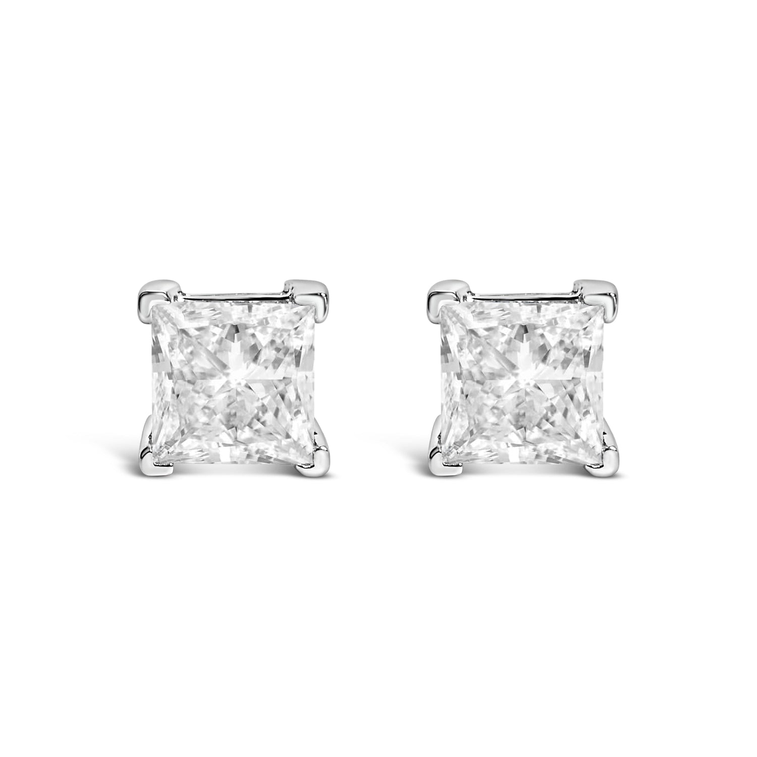 14K White Gold 1.0 Cttw Princess Cut Lab Grown Diamond Solitaire Stud Earrings (F-G Color, VS2-SI1 Clarity) by Bids.com