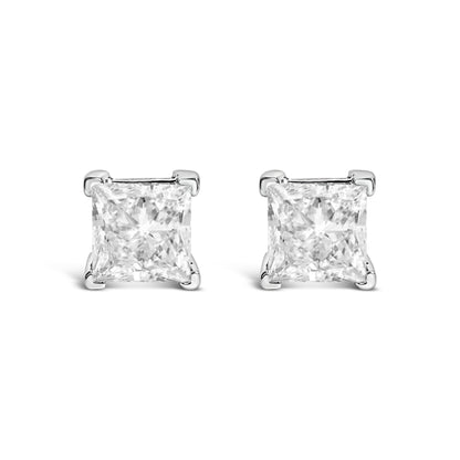 14K White Gold 1.0 Cttw Princess Cut Lab Grown Diamond Solitaire Stud Earrings (F-G Color, VS2-SI1 Clarity) by Bids.com