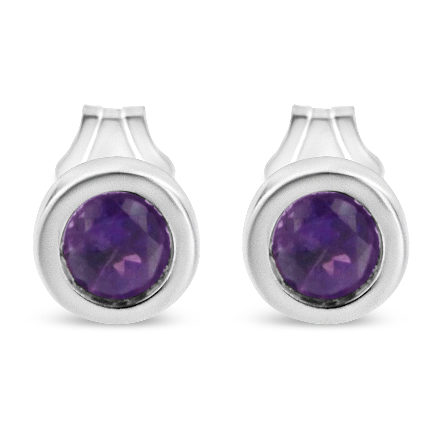 .925 Sterling Silver Bezel Set 3.5mm Created Red Ruby Gemstone Solitaire Stud Earrings by Bids.com