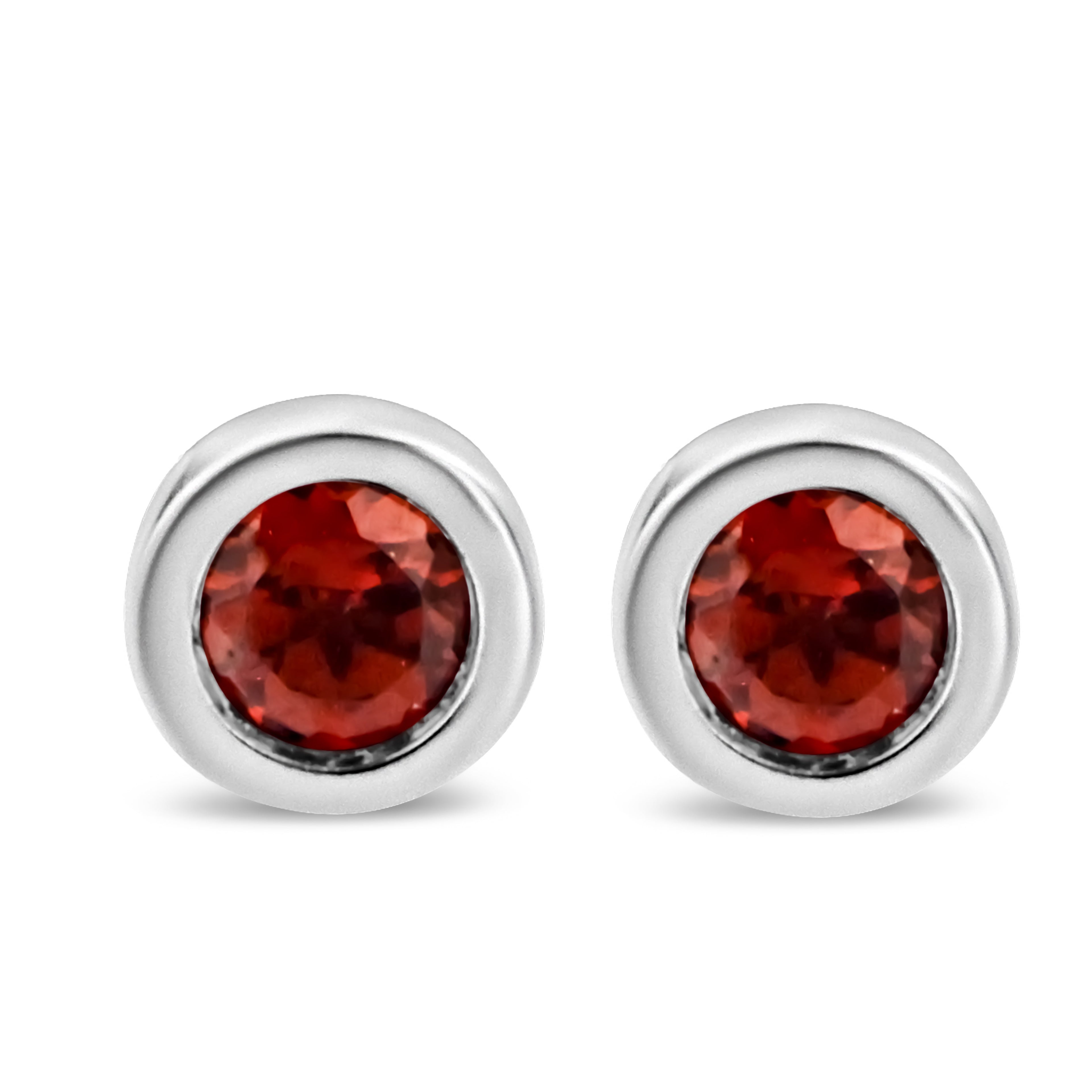 .925 Sterling Silver Bezel Set 3.5mm Created Red Ruby Gemstone Solitaire Stud Earrings by Bids.com