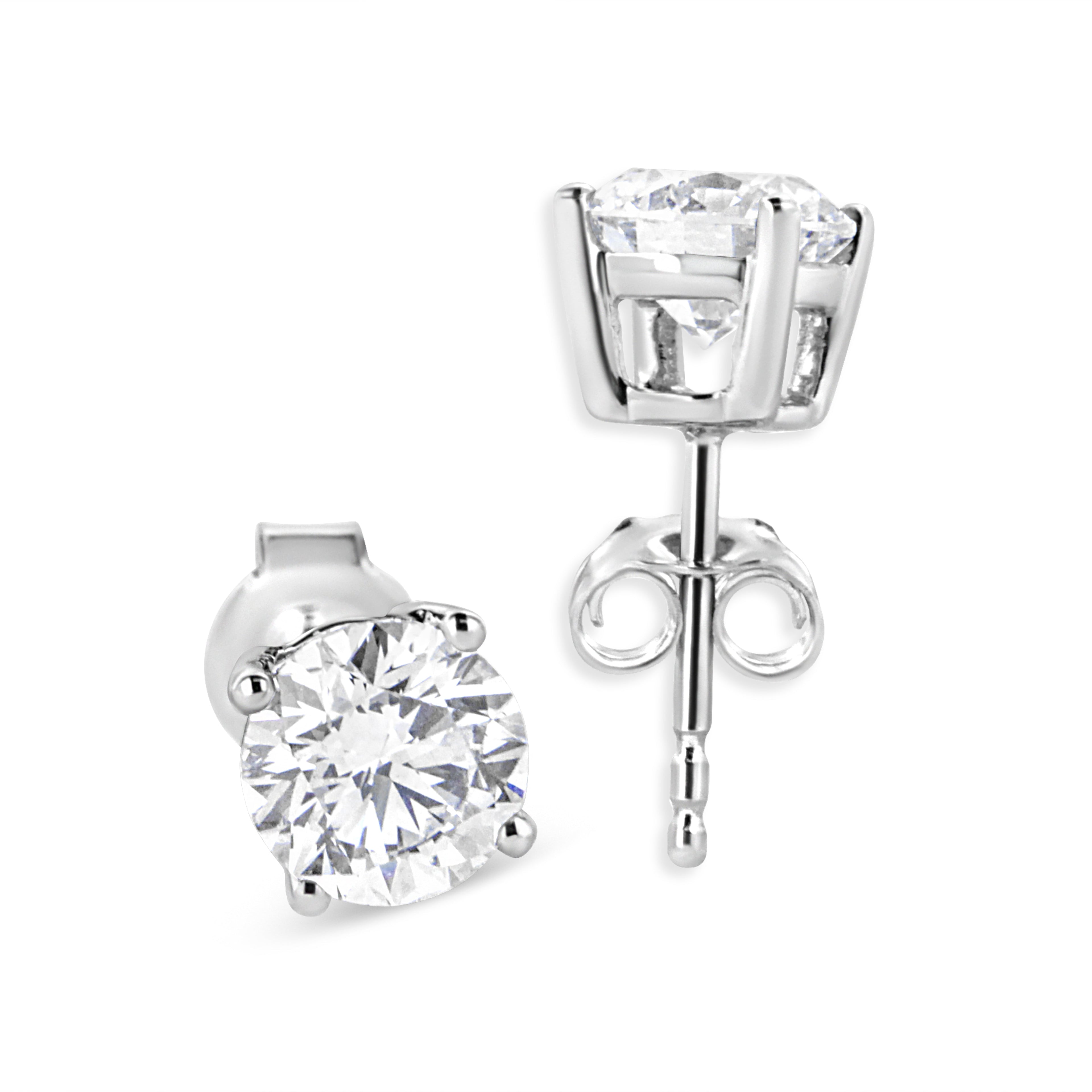 14K White Gold 1 3/4 Cttw Lab Grown Round Brilliant Diamond Solitaire Stud Earring (F-G Color, VS2-SI1 Clarity)  DestGlow
