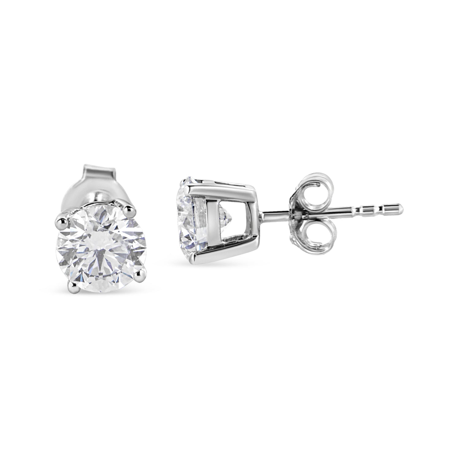 14K White Gold 1 3/4 Cttw Lab Grown Round Brilliant Diamond Solitaire Stud Earring (F-G Color, VS2-SI1 Clarity)  DestGlow
