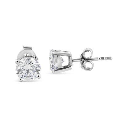 14K White Gold 1 3/4 Cttw Lab Grown Round Brilliant Diamond Solitaire Stud Earring (F-G Color, VS2-SI1 Clarity)  DestGlow