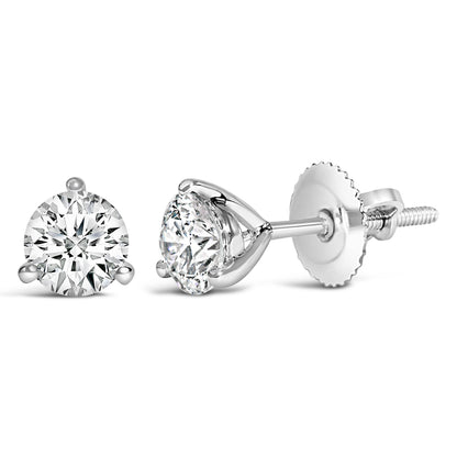 14K White Gold 2.0 Cttw 3-Prong Martini Set Brilliant Round-Cut Solitaire Lab Grown Diamond Screwback Stud Earrings (F-G Color, VS1-VS2 Clarity) by Bids.com