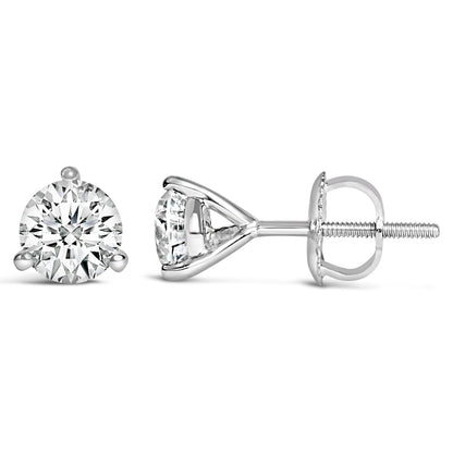 14K White Gold 2.0 Cttw 3-Prong Martini Set Brilliant Round-Cut Solitaire Lab Grown Diamond Screwback Stud Earrings (F-G Color, VS1-VS2 Clarity) by Bids.com