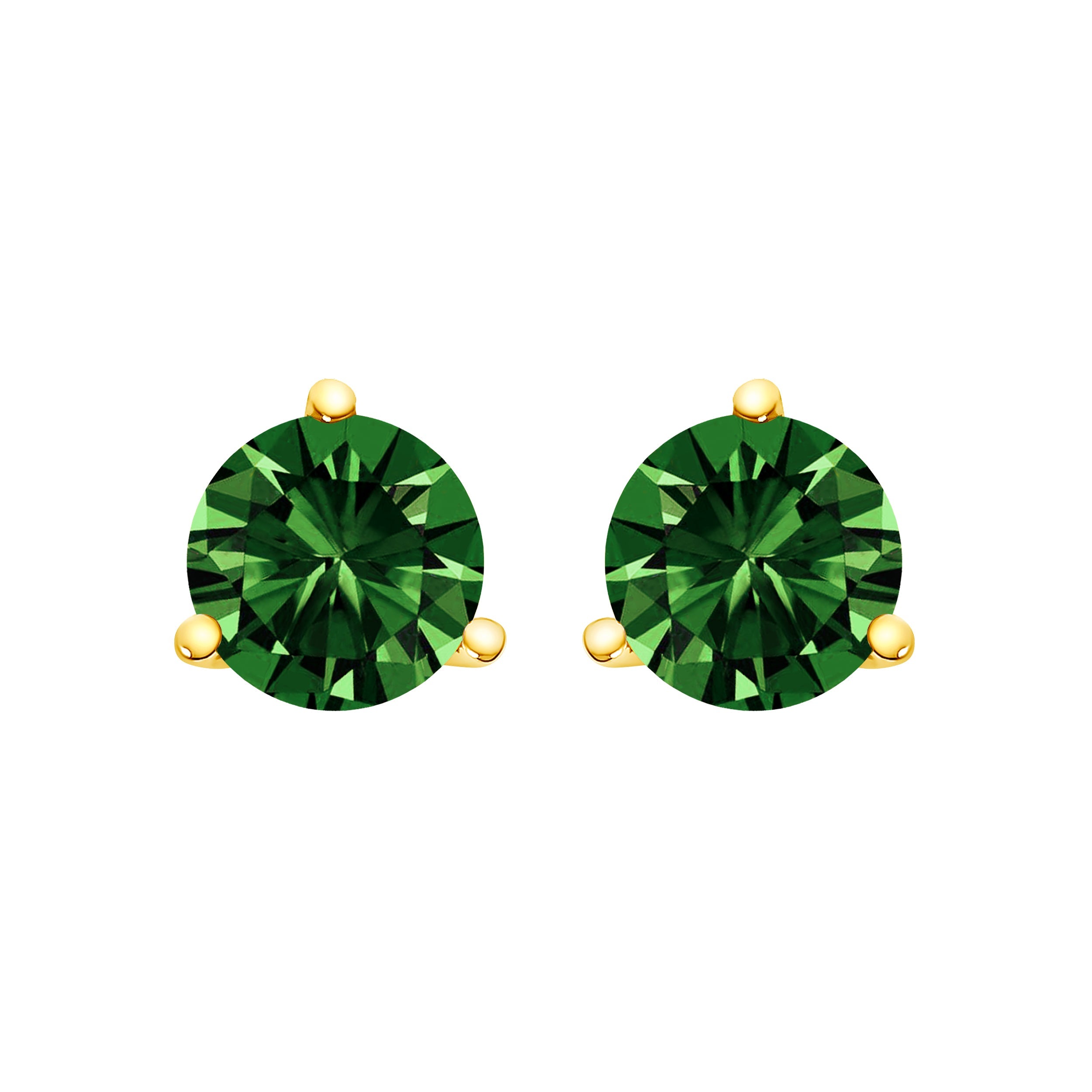 14K White Gold 1.0 Cttw 3-Prong Martini Set Lab Grown Green Diamond Solitaire Stud Earrings by Bids.com