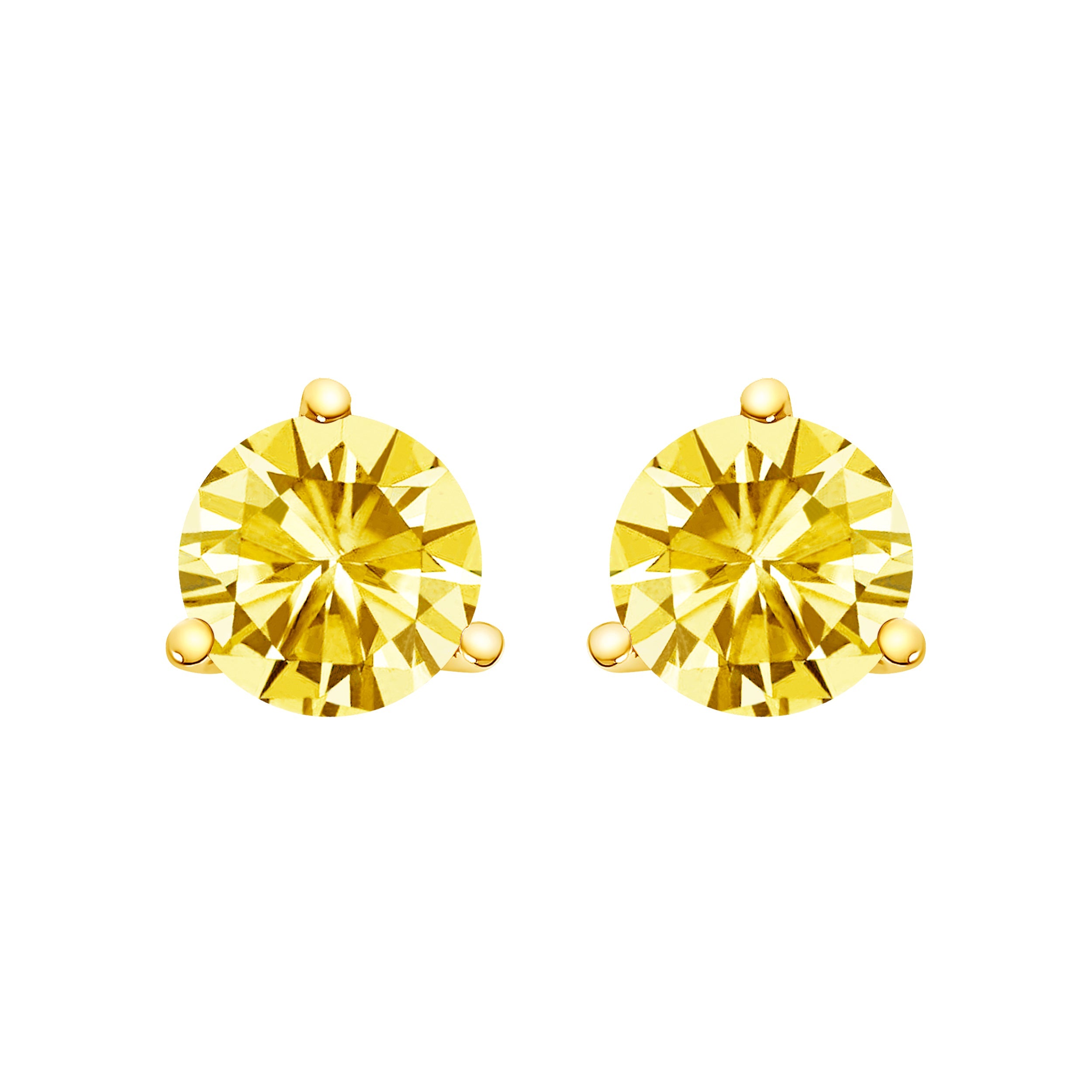 14K White Gold 3-Prong Martini Set 1.0 Cttw Yellow Lab Grown Diamond Solitaire Stud Earrings by Bids.com