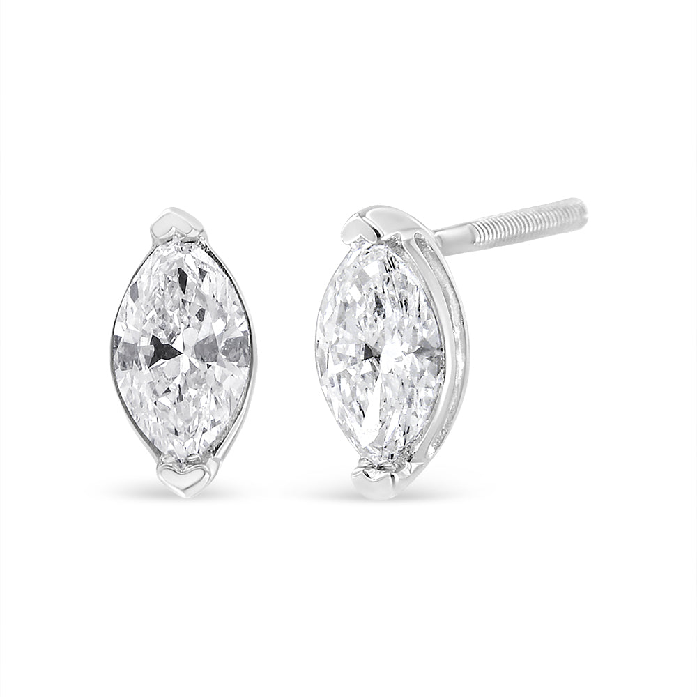 14K White Gold 4/5 Cttw Marquise Lab Grown Diamond Solitaire Stud Earrings  DestGlow
