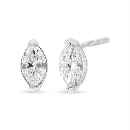 14K White Gold 4/5 Cttw Marquise Lab Grown Diamond Solitaire Stud Earrings  DestGlow
