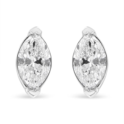 14K White Gold 4/5 Cttw Marquise Lab Grown Diamond Solitaire Stud Earrings  DestGlow