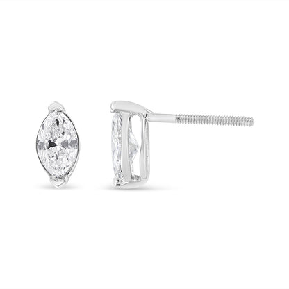 14K White Gold 4/5 Cttw Marquise Lab Grown Diamond Solitaire Stud Earrings  DestGlow