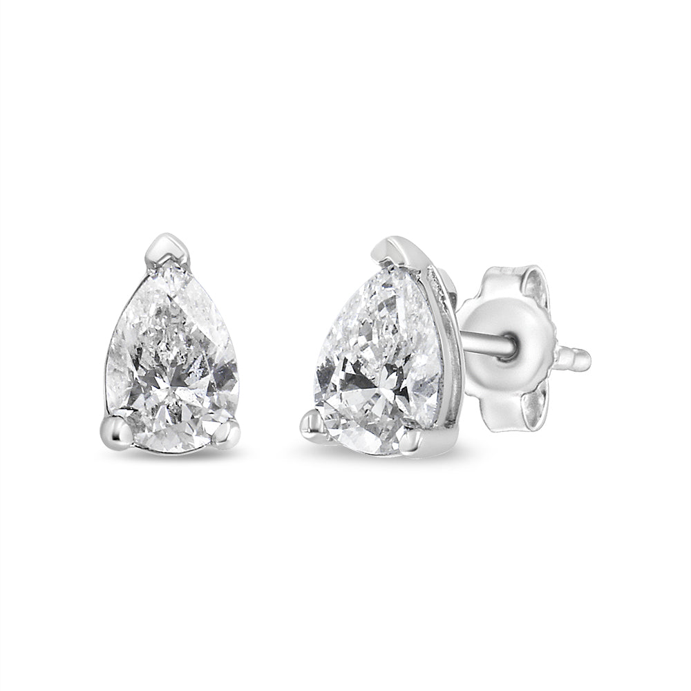 14K White Gold 1/2 Cttw Pear Shape Solitaire Lab Grown Diamond Stud Earrings (F-G Color, VS2-SI1 Clarity) by Bids.com