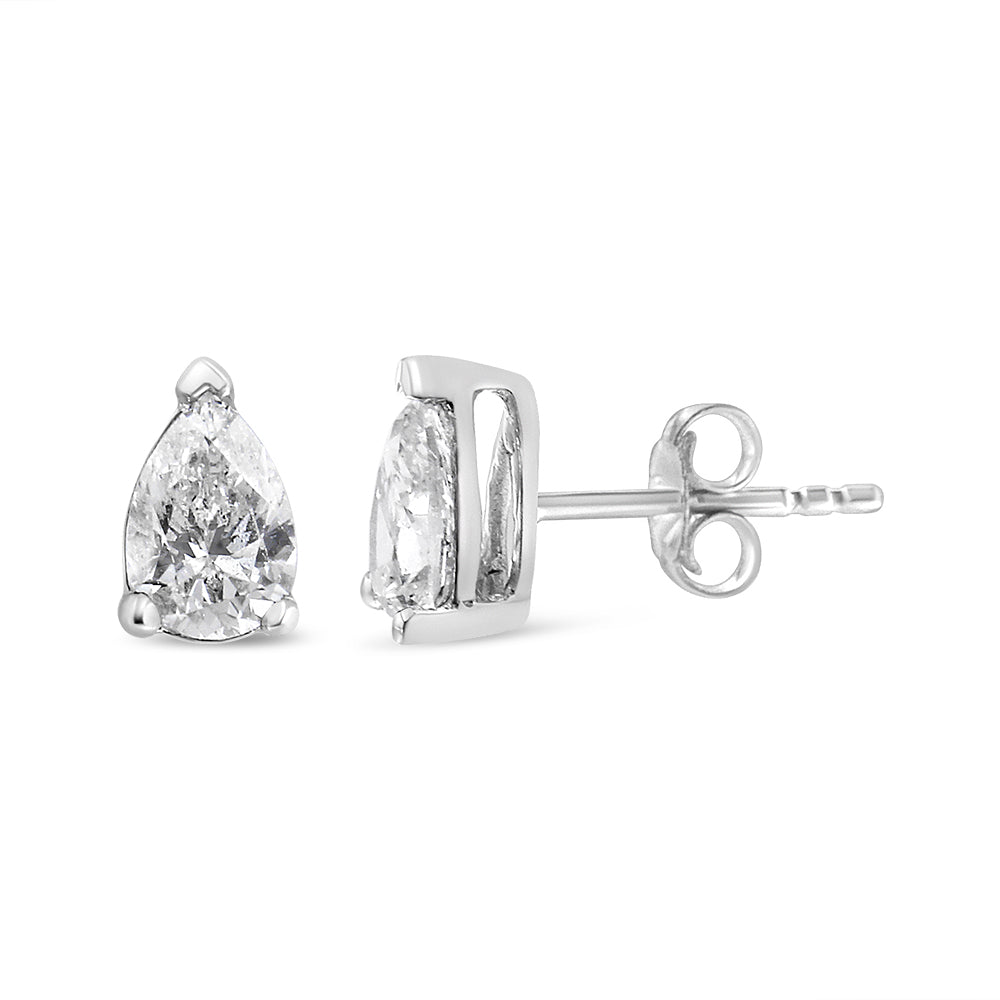 14K White Gold 1/2 Cttw Pear Shape Solitaire Lab Grown Diamond Stud Earrings (F-G Color, VS2-SI1 Clarity) by Bids.com