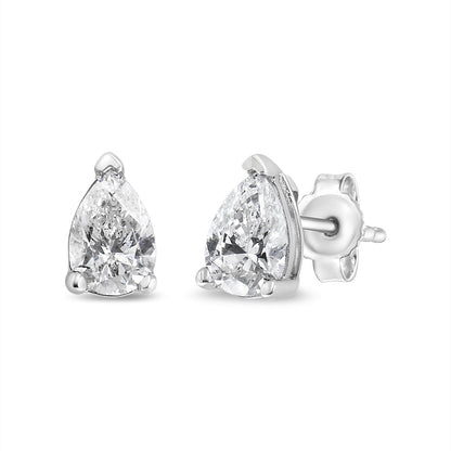 14K White Gold 1/2 Cttw Pear Shape Solitaire Lab Grown Diamond Stud Earrings (F-G Color, VS2-SI1 Clarity) by Bids.com