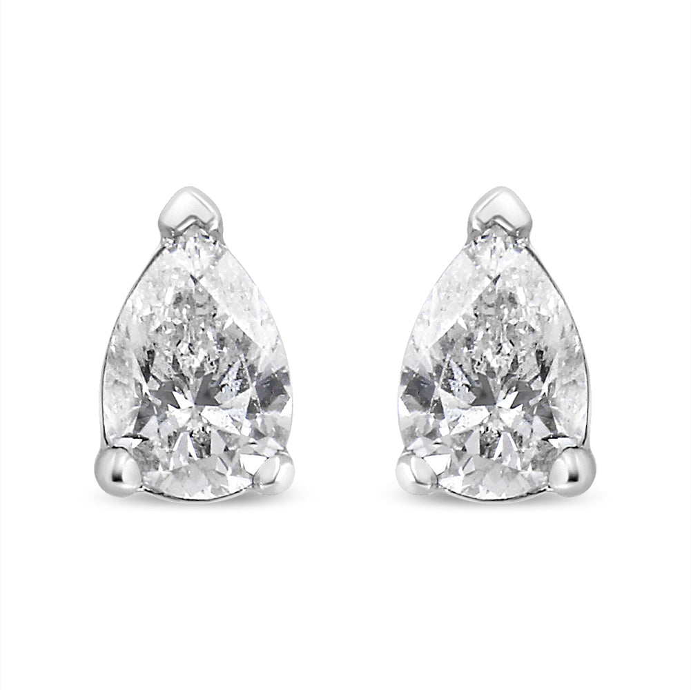 14K White Gold 1/2 Cttw Pear Shape Solitaire Lab Grown Diamond Stud Earrings (F-G Color, VS2-SI1 Clarity) by Bids.com
