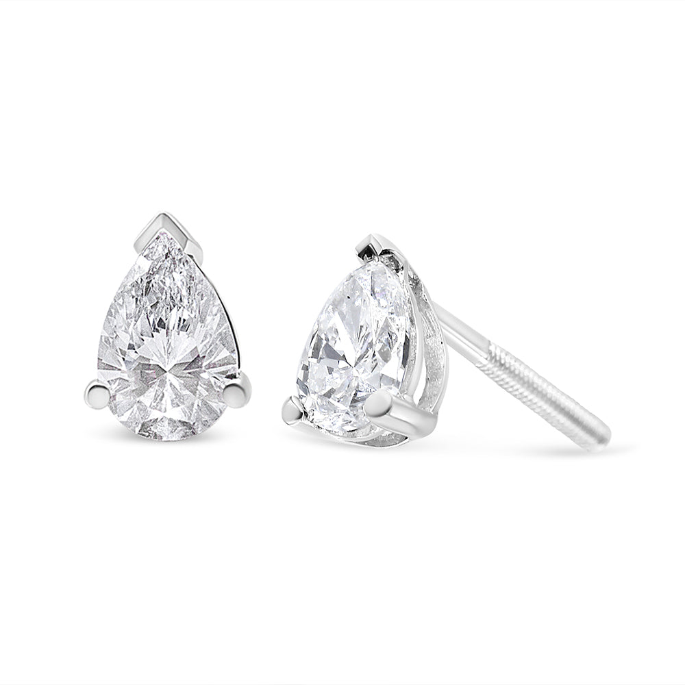 14K White Gold 1/2 Cttw Pear Shape Solitaire Lab Grown Diamond Stud Earrings (F-G Color, VS2-SI1 Clarity) by Bids.com