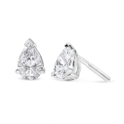 14K White Gold 1/2 Cttw Pear Shape Solitaire Lab Grown Diamond Stud Earrings (F-G Color, VS2-SI1 Clarity) by Bids.com
