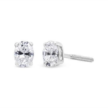 14K White Gold 1.00 Cttw Lab Grown Oval Solitaire Diamond Stud Earrings (F-G Color, VS2-SI1 Clarity) by Bids.com